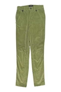 Green cotton velveteen pull-on high-rise skinny pants