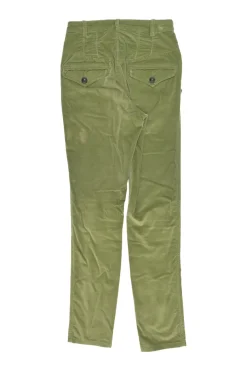 Green cotton velveteen pull-on high-rise skinny pants