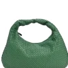 Green intrecciato nappa leather hobo shoulder bag