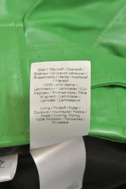 Green lambskin leather pleat-front belted wide-leg shorts