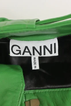 Green lambskin leather pleat-front belted wide-leg shorts