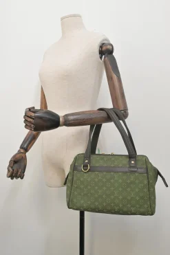 Green monogram canvas and leather Mini Lin Josephine bag