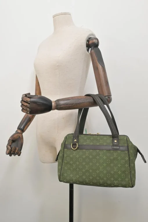 Green monogram canvas and leather Mini Lin Josephine bag