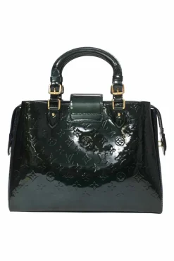 Green monogram vernis leather Melrose Avenue top handle bag featuring gold-tone metal hardware