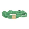 Green nylon and cord rope bracelet with gold-finish metallic logo plaque
