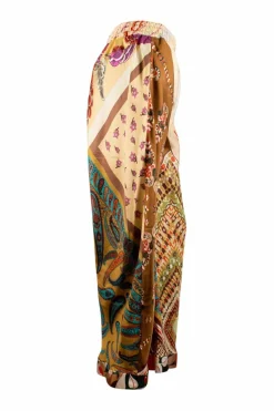 Green patterned wide leg pants