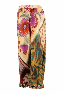 Green patterned wide leg pants