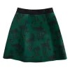 Green printed polyester mini skirt