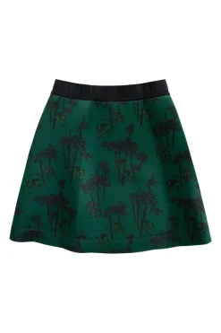 Green printed polyester mini skirt
