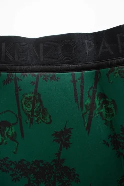 Green printed polyester mini skirt