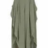 Green pull-on high-rise wide-leg tulip trousers