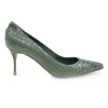 Green python-embossed pointed toe pumps with stiletto heel