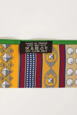 Green silk 'Colliers De Chiens' Twilly scarf featuring original artwork by Virginie Jamin