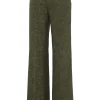 Green speckled tweed pull-on low-rise wide-leg tailored trousers