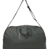 Green Taiga leather Kendall convertible weekender bag with detachable shoulder strap