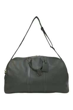 Green Taiga leather Kendall convertible weekender bag with detachable shoulder strap
