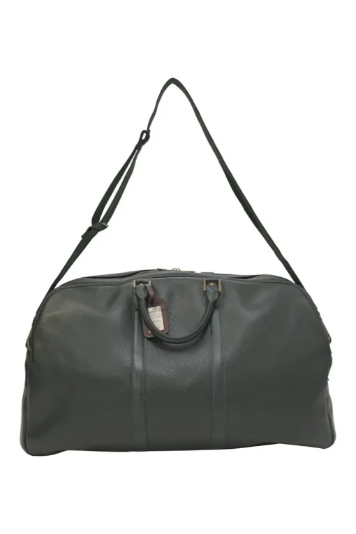 Green Taiga leather Kendall convertible weekender bag with detachable shoulder strap