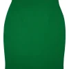 Green textured high-waist pencil skirt, side zipped