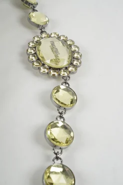 Green with gold lurex 'Crystal Cloqué' handbag with jewellery chain
