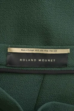 Green wool crêpe portrait zip-up peplum jacket and pencil skirt suit set