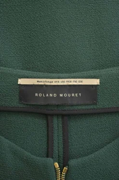 Green wool crêpe portrait zip-up peplum jacket and pencil skirt suit set