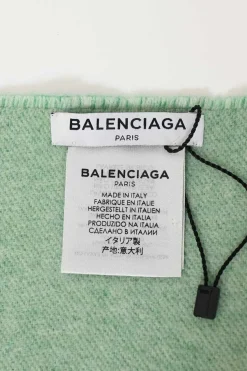 Green wool logo jacquard scarf