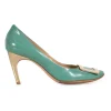 GREEN LEATHER TROMPETTE PUMPS