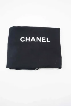 Grey and Black Sequined CC logo with Silver-tone Metal Tote Bag