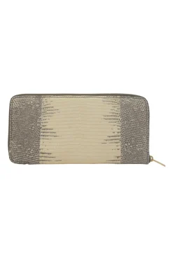 Grey and ivory watersnake skin continental wallet