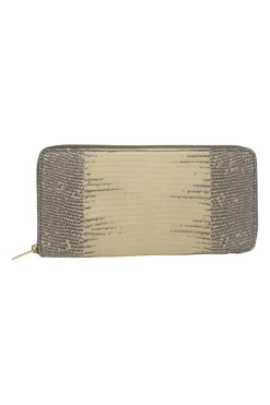 Grey and ivory watersnake skin continental wallet