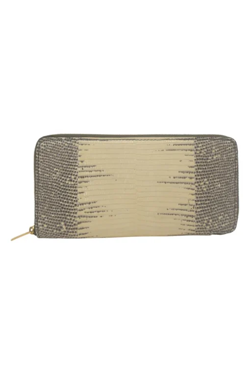 Grey and ivory watersnake skin continental wallet