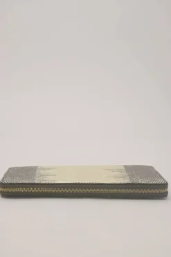 Grey and ivory watersnake skin continental wallet