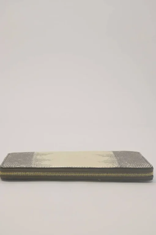 Grey and ivory watersnake skin continental wallet