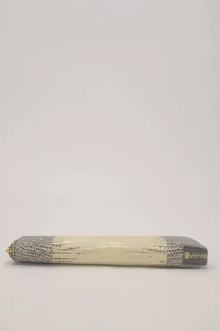 Grey and ivory watersnake skin continental wallet