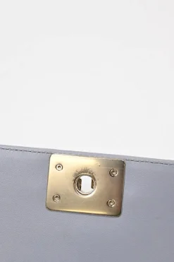 Grey calfskin leather Small Boy Flap Bag with light gold-finish hardware