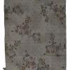 Grey cashmere-silk floral print raw-edge stole