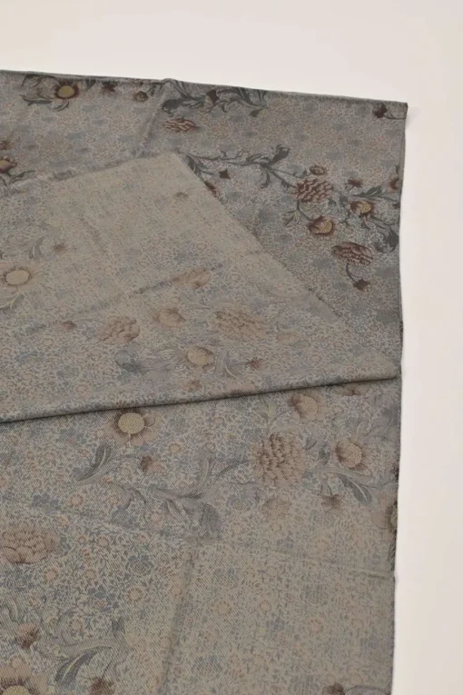 Grey cashmere-silk floral print raw-edge stole