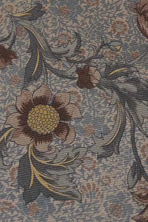 Grey cashmere-silk floral print raw-edge stole