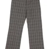 Grey cotton-blend Glen check pull-on high-rise kick-flare trousers