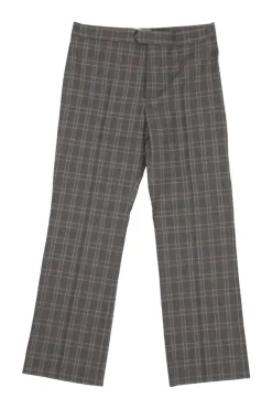 Grey cotton-blend Glen check pull-on high-rise kick-flare trousers