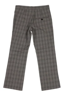 Grey cotton-blend Glen check pull-on high-rise kick-flare trousers