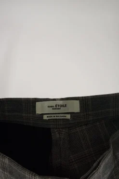 Grey cotton-blend Glen check pull-on high-rise kick-flare trousers