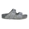 Grey cowhide hair and leather Arizona buckled sandals with signature anatomic insoles