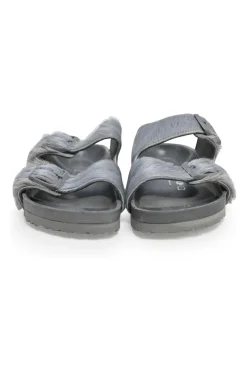 Grey cowhide hair and leather Arizona buckled sandals with signature anatomic insoles