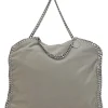 Grey cruelty-free fabric and silver-tone metallic chainlink Maxi Falabella tote bag