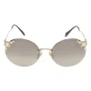 Grey crystal and faux pearl-embellished tinted polycarbonate round-eye sunglasses with sculpted metallic arms