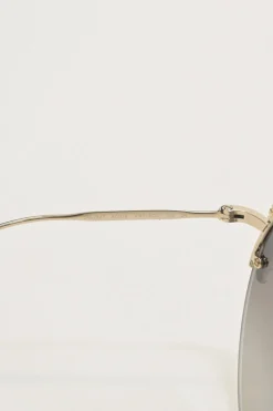 Grey crystal and faux pearl-embellished tinted polycarbonate round-eye sunglasses with sculpted metallic arms