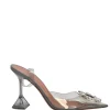 Grey crystal-embellished PVC and leather Begum slingback pumps with sculpted lucite comma heels
