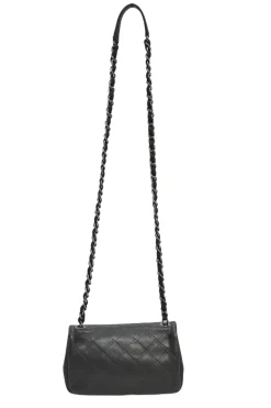 Grey embossed matelassé calfskin crossbody flap bag with gunmetal Coco Mark turnlock closure