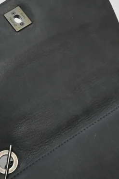 Grey embossed matelassé calfskin crossbody flap bag with gunmetal Coco Mark turnlock closure